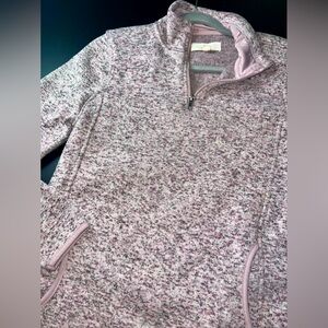Thread & Supply Pink Heathered Quarter Zip Pullover Sweater  Size Medium GUC